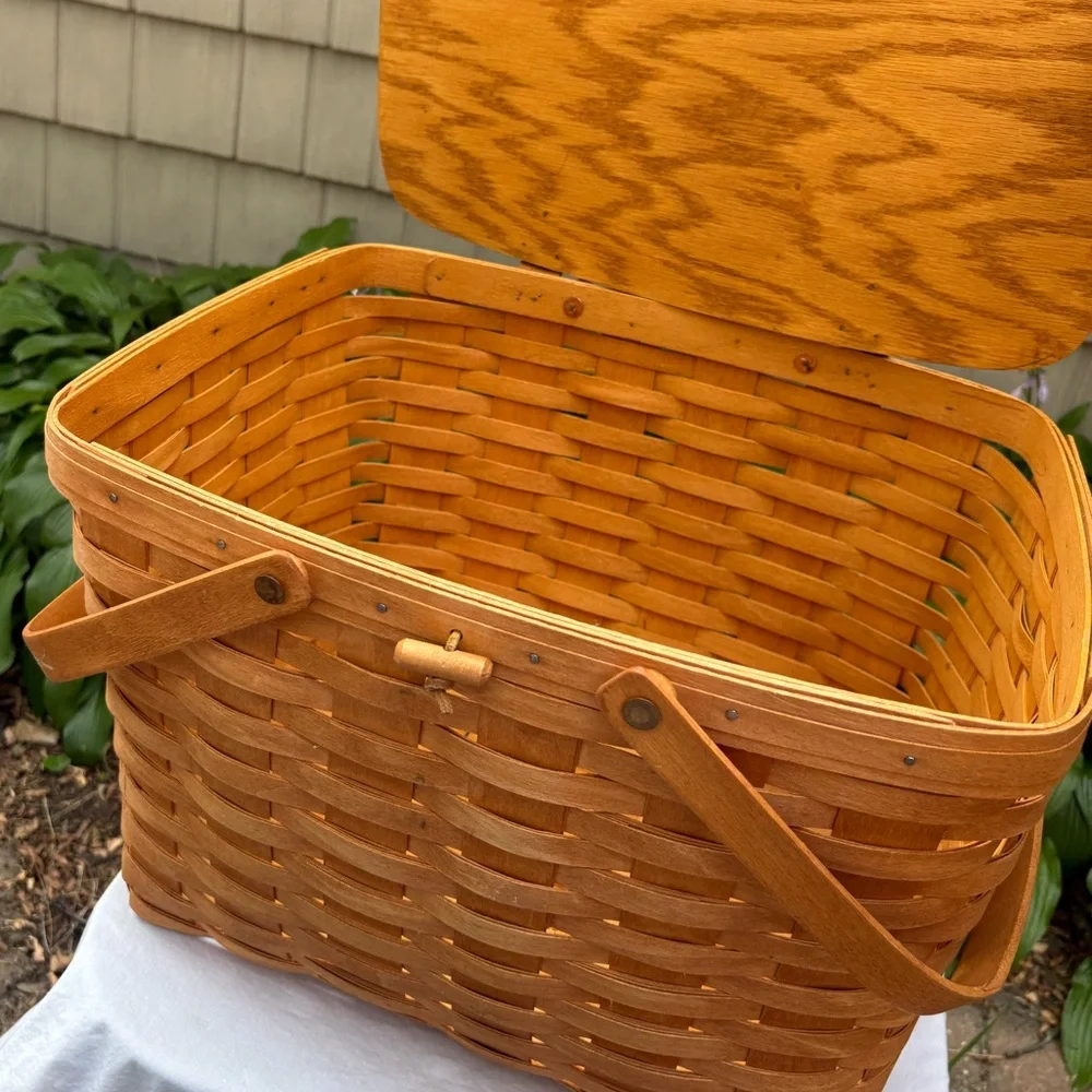 Vintage Signed Longaberger Large Handmade Two Handle Picnic Basket